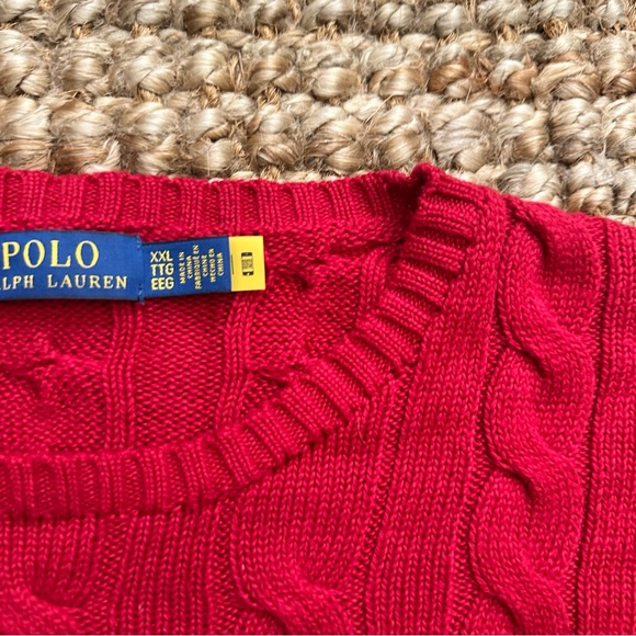 Polo Ralph Lauren Red Cable Knit Sweater (2XL) Mens - Picture 6 of 6